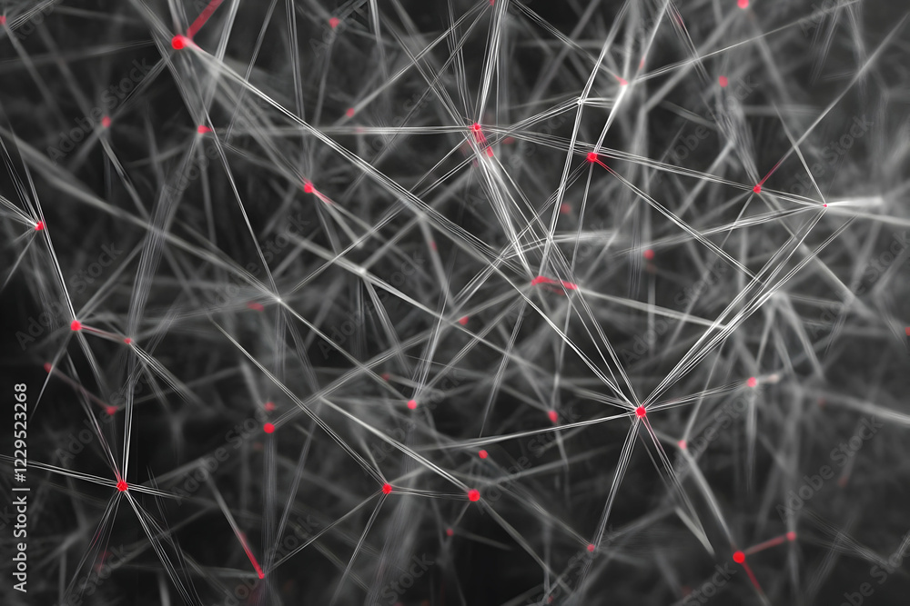 Poster abstract 3d network illustration shows interconnected points and lines on a dark background