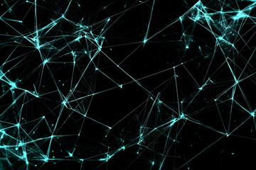 Abstract Background Shows a Network of Interconnected Lines and Nodes Glowing Brightly