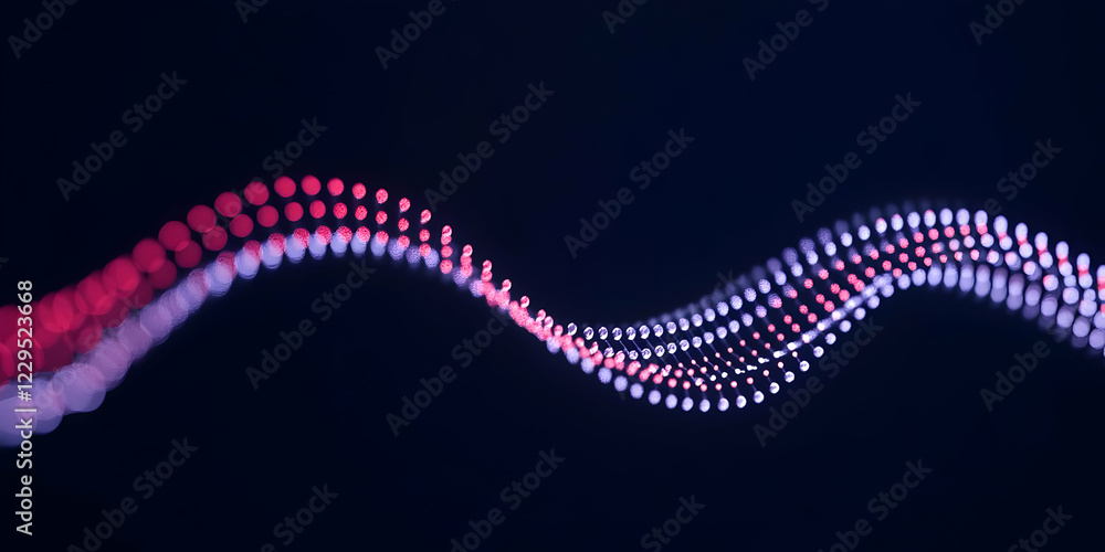 Poster abstract light wave flows smoothly across a dark background with bokeh effect
