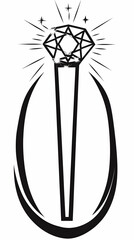 Sparkling Diamond Ring Illustration with a Crescent Shape Base Design