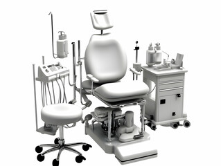 Modern Dental Exam Chair Presents Comprehensive Oral Hygiene Equipment Setup