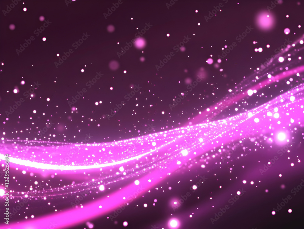 Poster abstract pink background with wavy lines and sparkling particles creates a dreamy atmosphere