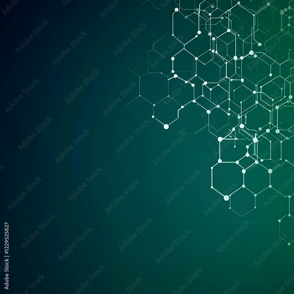 Poster abstract background with interconnected hexagons creates a futuristic design for technology