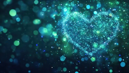 Glowing Blue Heart Abstract Background