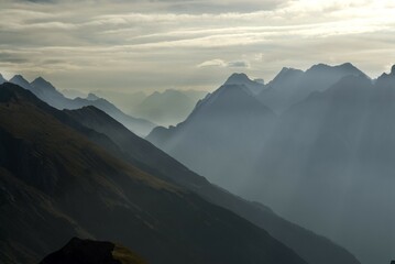 Morning mist over the Lechtal (Lech Valley), Tirol, Austria, Europe