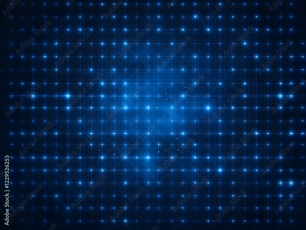 Poster abstract blue technology background creates grid pattern with bright lights and digital network effe
