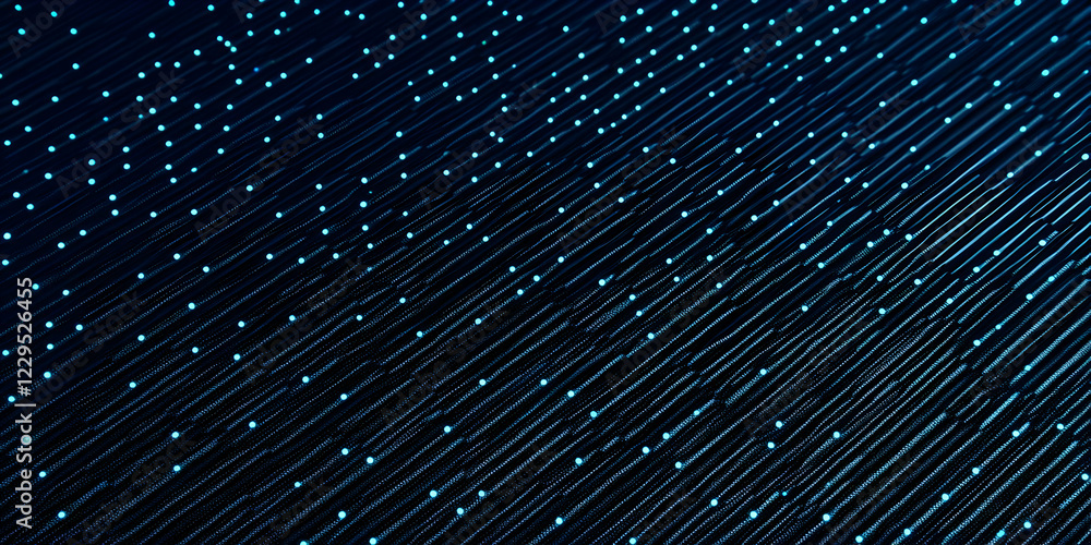 Poster abstract background shows glowing blue dots on diagonal lines in dark space