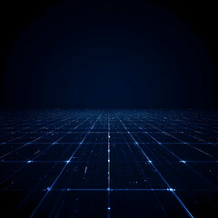 Abstract Background Shows Interconnected Grid glowing softly in the dark perspective.