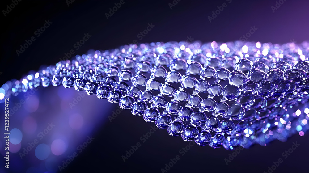 Aufkleber abstract background of interconnected spheres forms a wavy surface with a dark background.