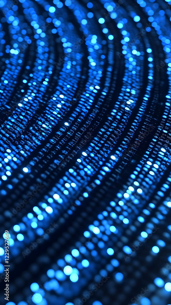 Poster abstract blue bokeh lights background creates a smooth wavy pattern with a soft focus effect.
