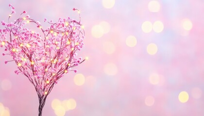 Fototapeta premium Glowing Pink Heart Lights Romantic Festive Background