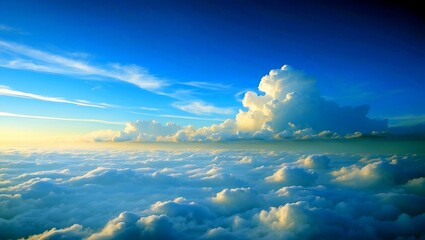 Serene endless cloudscape beneath a bright blue sky