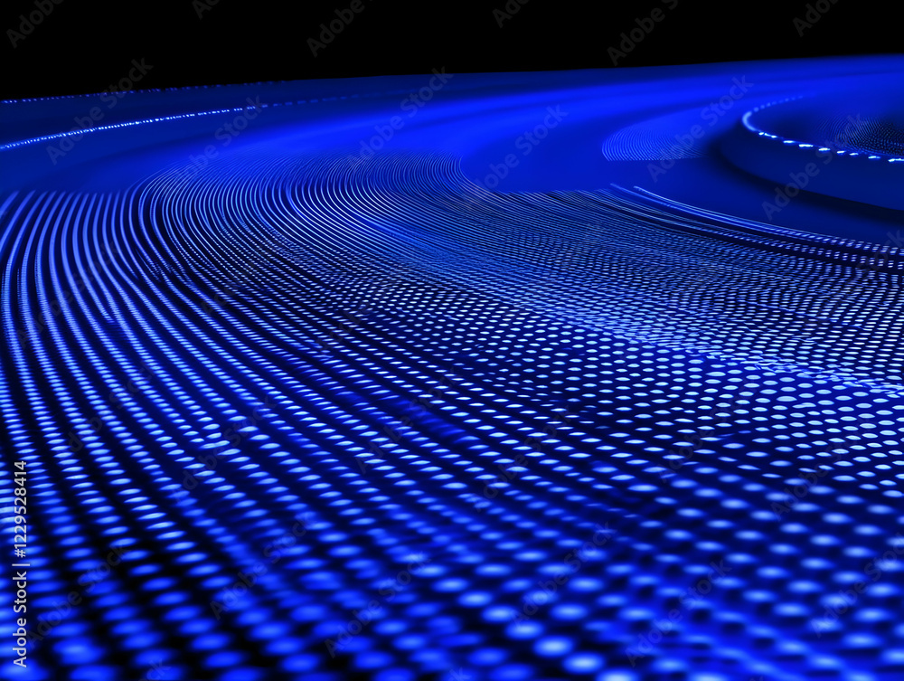 Poster abstract blue wavy background creates a smooth, flowing texture with a pattern of small dots.