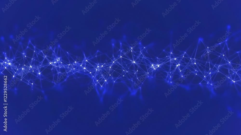 Poster abstract blue background with interconnected lines and glowing nodes creates a futuristic network de
