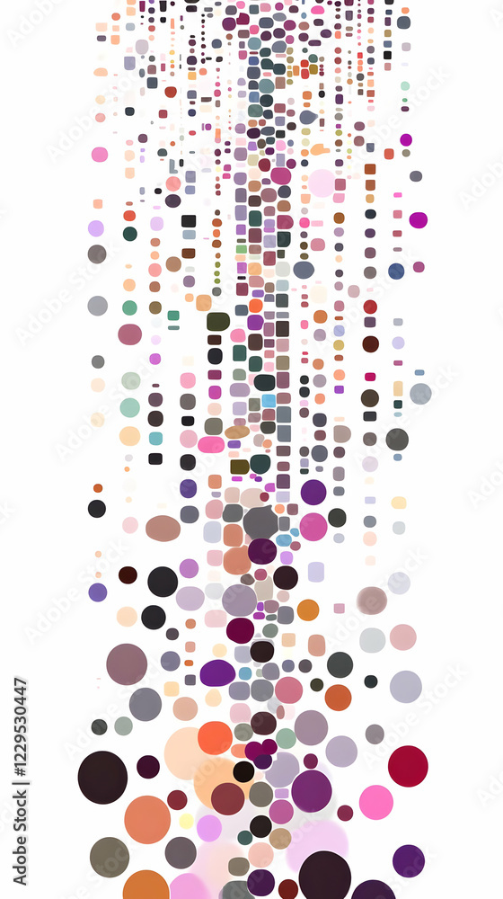Aufkleber abstract background displays colorful dots and squares in a vertical arrangement