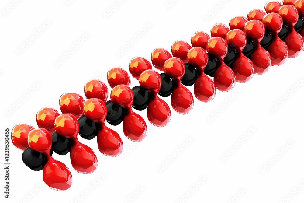 Aufkleber abstract 3d render of red and black interlocking glossy shapes on white background