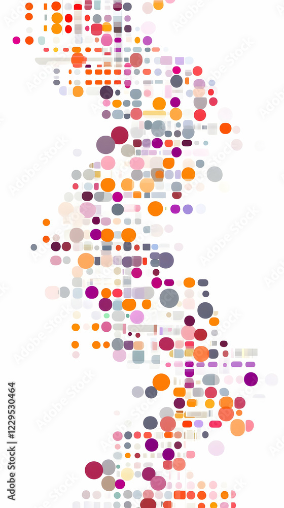 Poster abstract background creates a dynamic visual with colorful dots and rectangles flowing gracefully