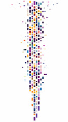 Naklejka premium Colorful Mosaic Tiles Form a Vertical Stream on a White Background.