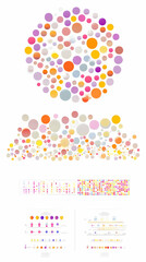 Obraz premium Colorful Circle Pattern Forms Abstract Design with Data Visualization Charts and Graphs.