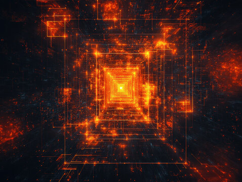 Futuristic post-quantum encryption algorithm visualized as a glowing multidimensional structure resisting quantum decryption