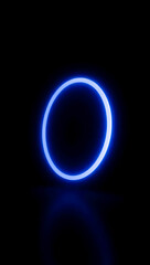 Obraz premium Glowing Blue Neon Oval with Reflection on Black Background