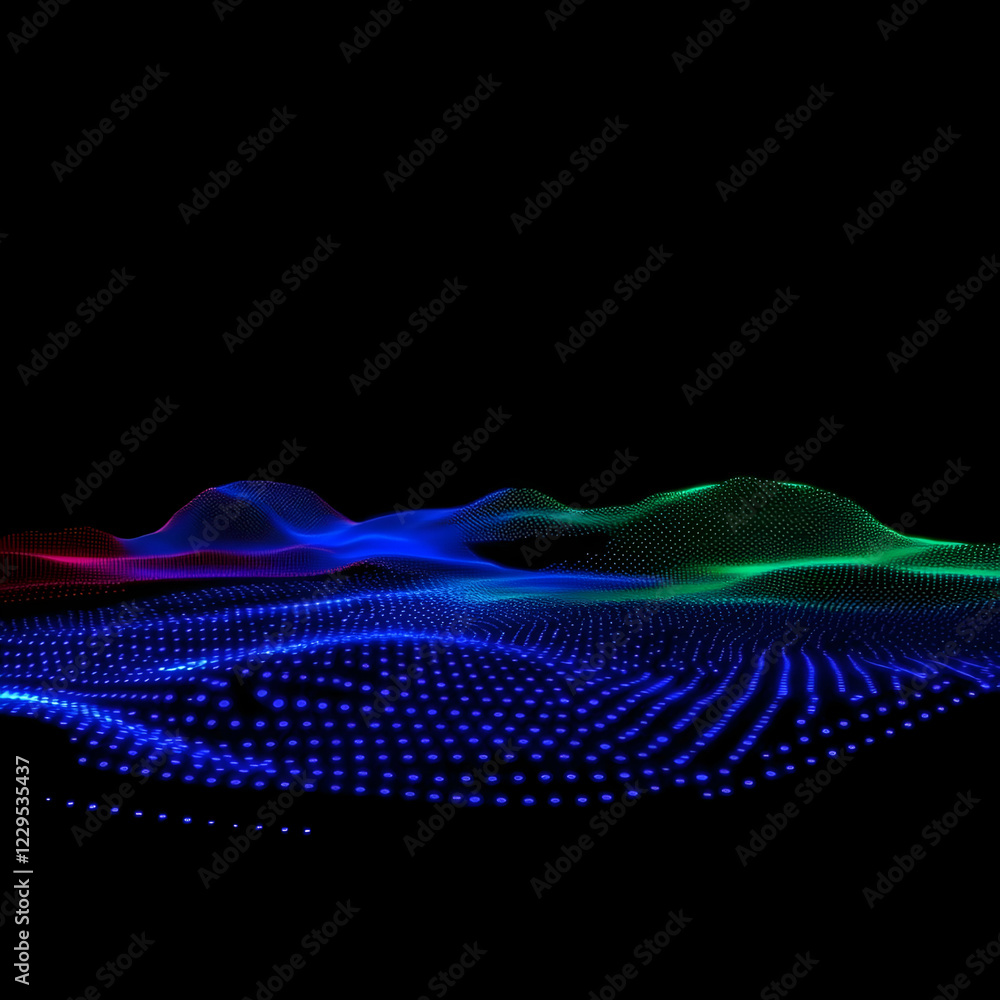 Aufkleber abstract 3d colorful particle waves flowing smoothly on a black background