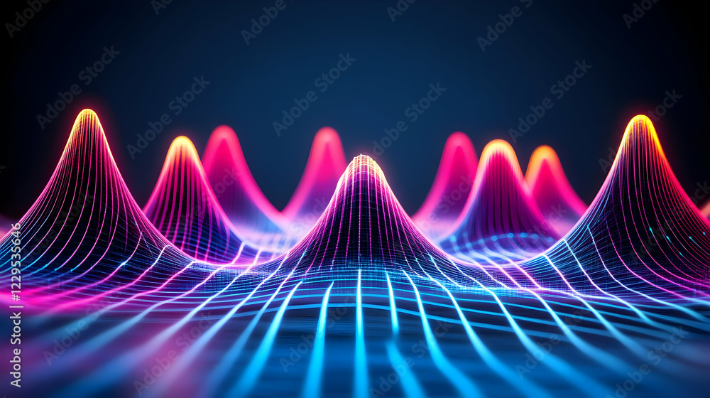 Poster abstract 3d landscape forms a dynamic digital wave pattern with vibrant colors seamlessly.
