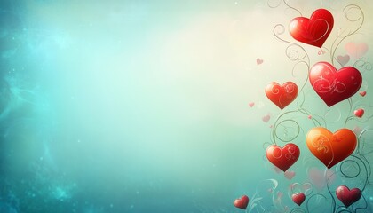 Obraz premium Romantic Hearts Floating on a Soft Blue Background