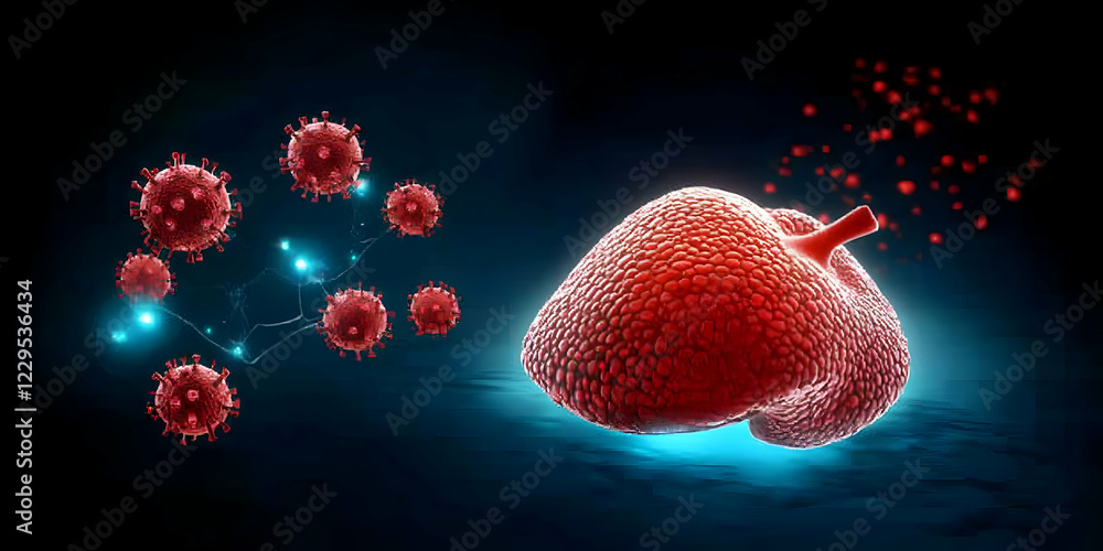Poster viruses attacking a cell: a microscopic view of infection and cellular defense mechanisms