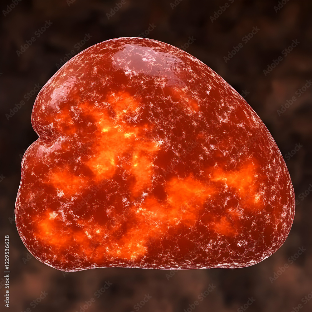 Poster 3d render of glowing red abstract organic form on a dark background