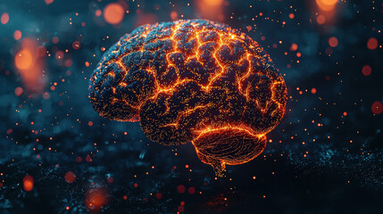 Brain interconnected with a vibrant metaverse network illustrating the fusion of digital cognition and the hazards of mental overload