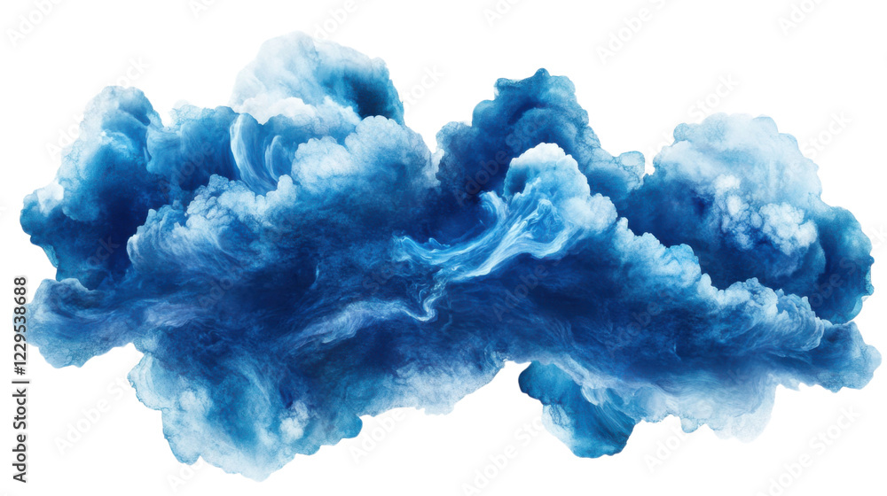 Poster blue cloudy swirls creating abstract shapes with transparent background. transparent background