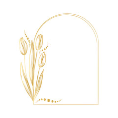 Elegant frame, background, floral wreath, gentle monogram with hand drawn wild herbs and flowers. vintage botanical illustration for invitation or wedding decor, logo, label, branding.