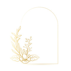 Elegant frame, background, floral wreath, gentle monogram with hand drawn wild herbs and flowers. vintage botanical illustration for invitation or wedding decor, logo, label, branding.