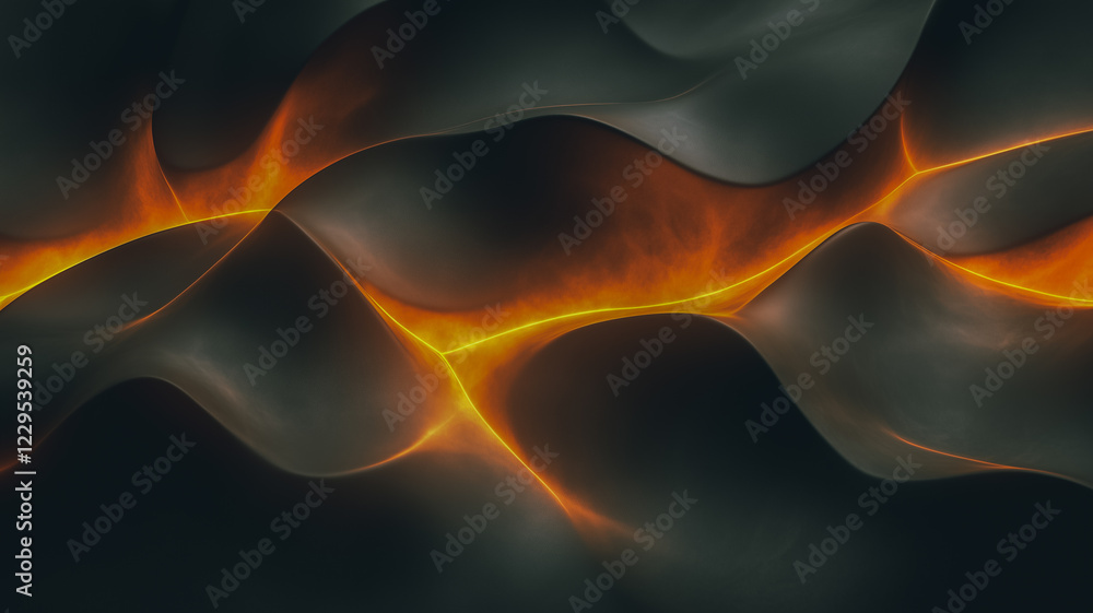 Poster abstract fire and shadow: a mesmerizing abstract image featuring flowing, fiery orange lines interwo