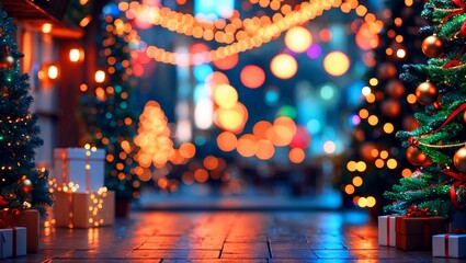 Obraz premium Vibrant abstract background with festive bokeh lights