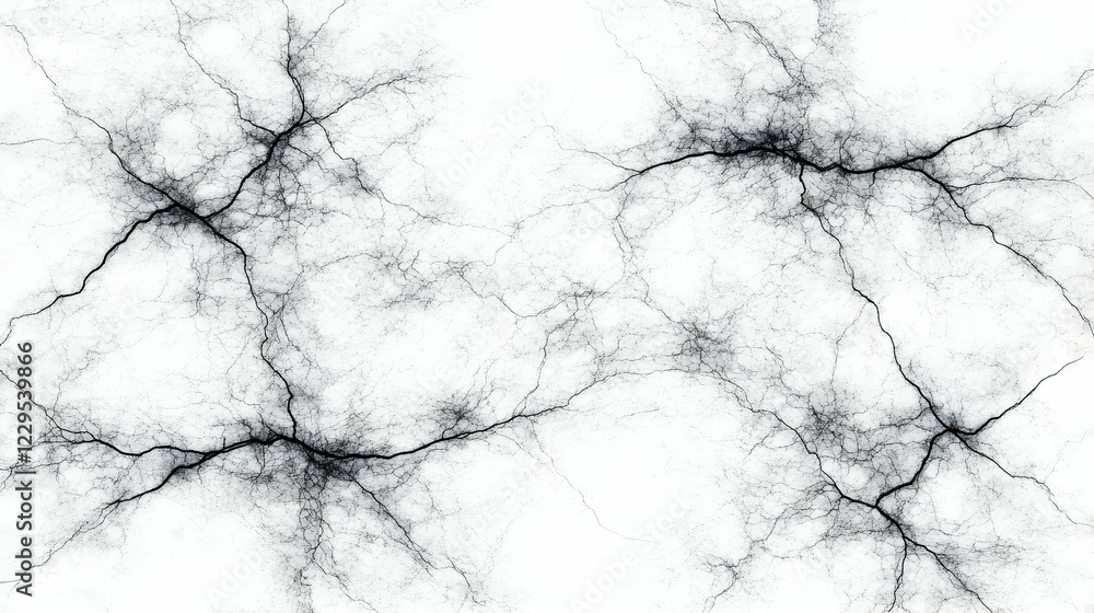 Poster abstract fractal art depicts intricate branching patterns on white background, creatively.