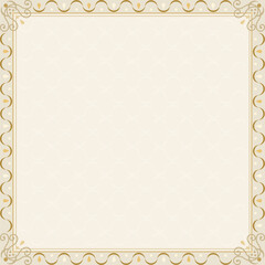 Vector - Beautiful square border or frame on luxury background. Gold and beige color. Vintage style. Copy space.
