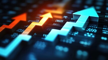 A series of arrows pointing upwards, representing growth and success in the stock market or business industry. 