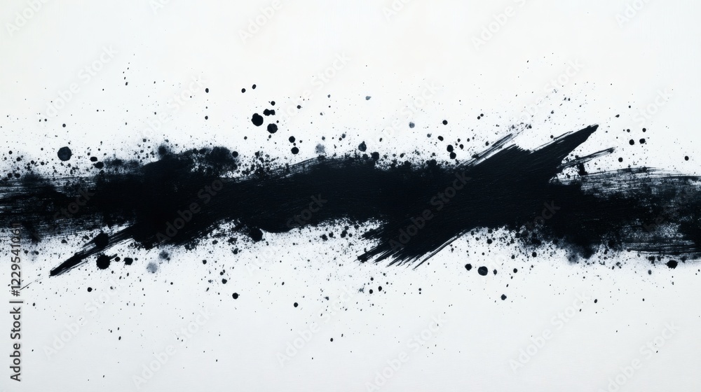 Aufkleber series of bold ink brush strokes radiating outward on a white background with splashes and splatters
