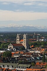 Fototapeta premium Munich , church St. Maximilian and Alps , Bavaria Germany