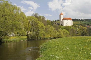 Fototapeta premium Trausnitz castle , Pfreimd river - Upper Palatinate Bavaria Germany