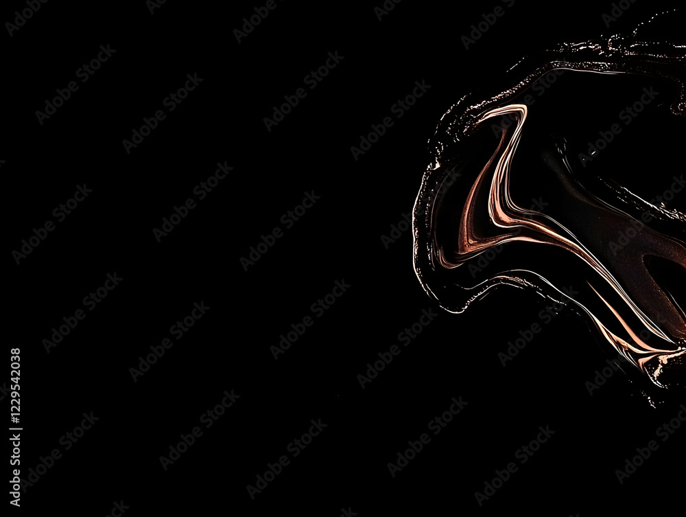 Poster Abstract Background with Copper Swirls Dynamically Flowing on Black Canvas