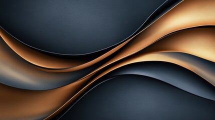 geometric greeting card, metallic bronze and midnight blue blend in angular shapes and smooth curves create a dynamic greeting card background
