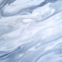 Abstract Fluid Art Acrylic Painting Creates Stunning Marble Effect with Soft Blue and White Hues