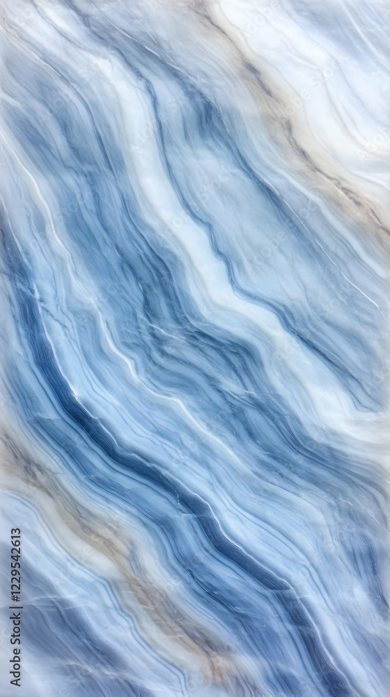 Poster blue marble texture background shows elegant wavy pattern with smooth surface in nature design.