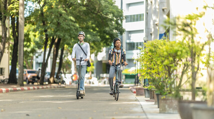 Young Commuters with Eco-Friendly Transportation