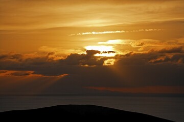 View from Fuerteventura to Gran Canaria , sunset , Canary Islands