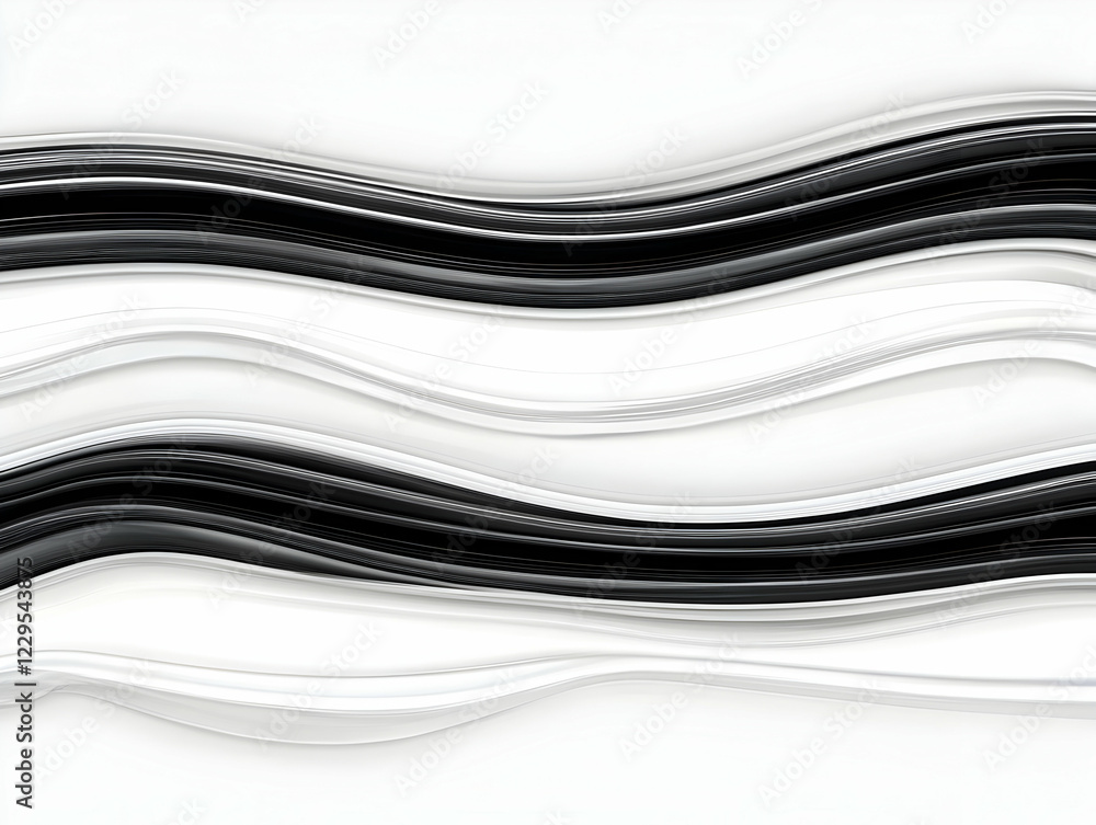 Poster abstract black and white wavy lines flow smoothly creating a dynamic visual effect
