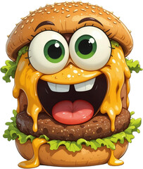 Happy Burger Stack Illustration